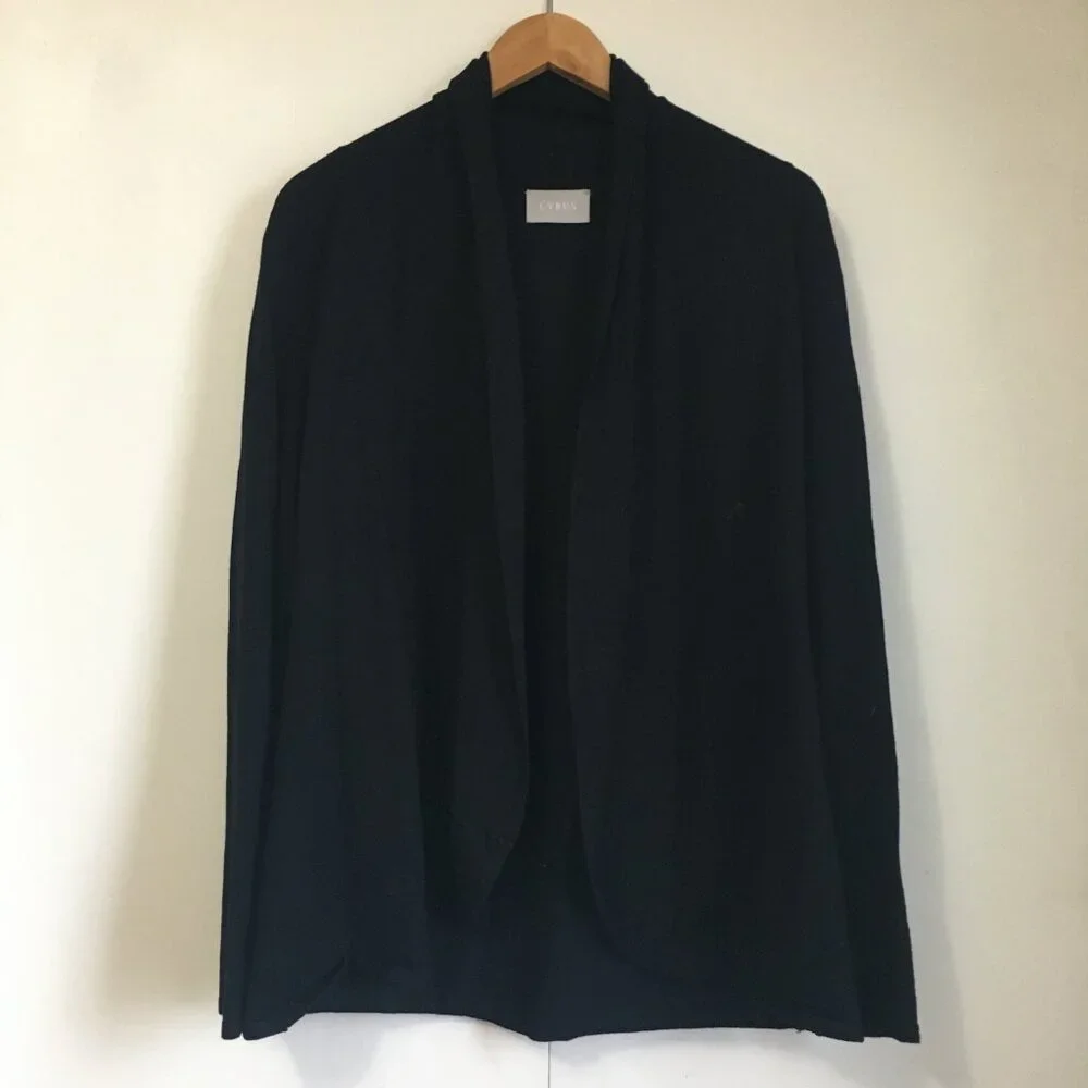Cyrus Black Rayon Open Cardigan Size Large | Rounded Hem Career Wear Sweater - Picture 1 of 10